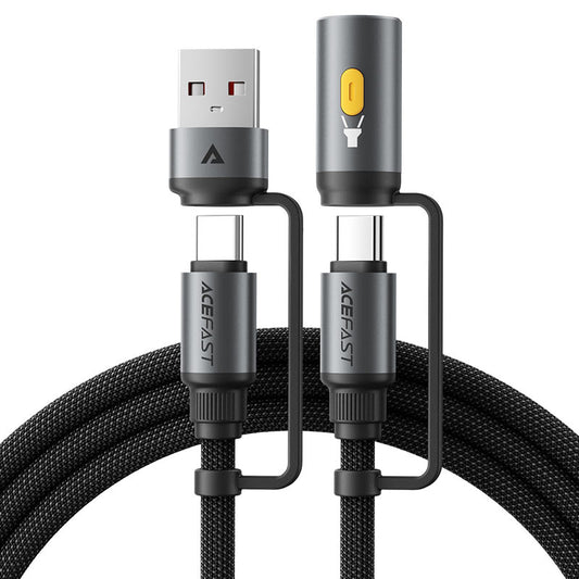 Acefast J5 3‑in‑1 Charging & Data Cable — USB‑A / USB‑C to USB‑C with LED Light-Flash Zone Electronics فلاش زون للالكترونيات
