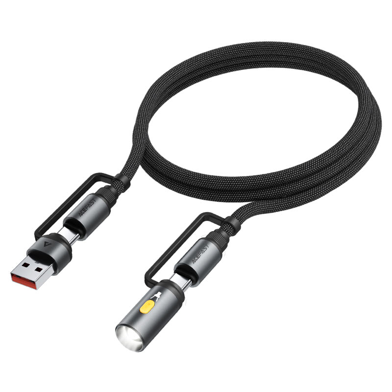 Acefast J5 3‑in‑1 Charging & Data Cable — USB‑A / USB‑C to USB‑C with LED Light-Flash Zone Electronics فلاش زون للالكترونيات