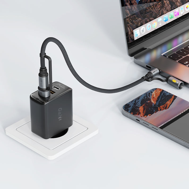 Acefast J5 3‑in‑1 Charging & Data Cable — USB‑A / USB‑C to USB‑C with LED Light-Flash Zone Electronics فلاش زون للالكترونيات
