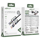 Acefast J5 3‑in‑1 Charging & Data Cable — USB‑A / USB‑C to USB‑C with LED Light-Flash Zone Electronics فلاش زون للالكترونيات