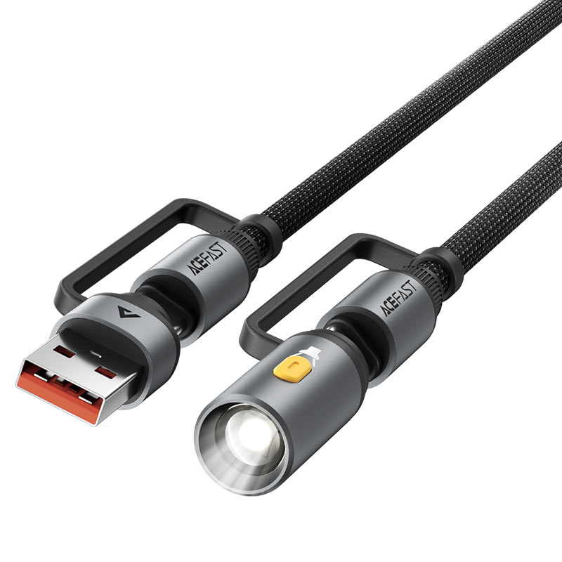 Acefast J5 3‑in‑1 Charging & Data Cable — USB‑A / USB‑C to USB‑C with LED Light-Flash Zone Electronics فلاش زون للالكترونيات