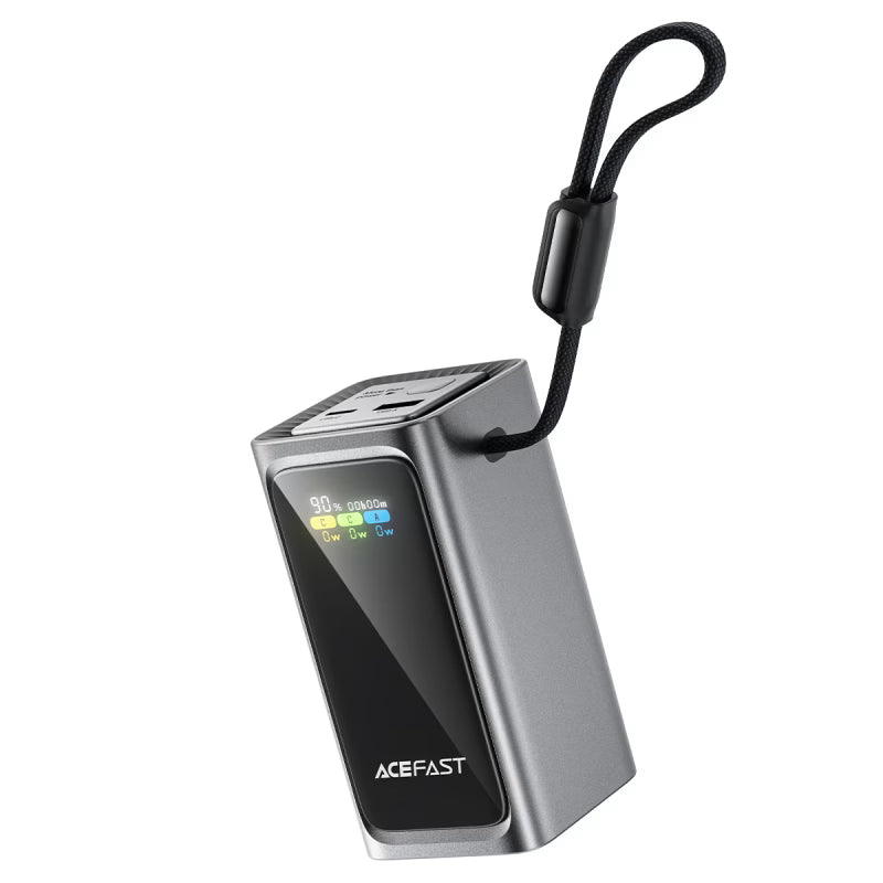 ACEFAST M33 20000mAh 100W Fast Charge Power Bank | Built-in USB-C Cable | PD 3.0 | TFT Smart Display | Laptop & Phone Compatible-Flash Zone Electronics فلاش زون للالكترونيات