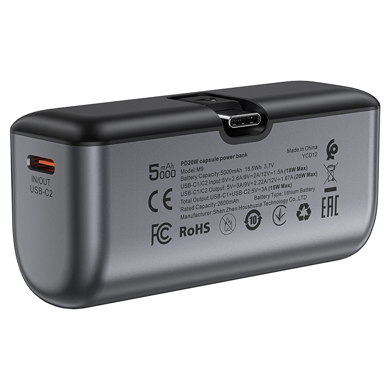 ACEFAST M9 5000mAh PD20W Capsule Power Bank – Mini Portable Fast Charger with Foldable USB-C Plug-Flash Zone Electronics فلاش زون للالكترونيات