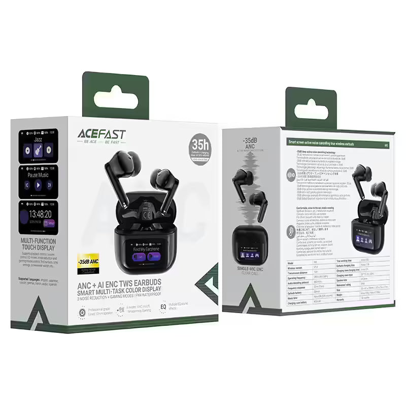 ACEFAST W6 Smart Screen Active Noise Cancelling True Wireless Earbuds