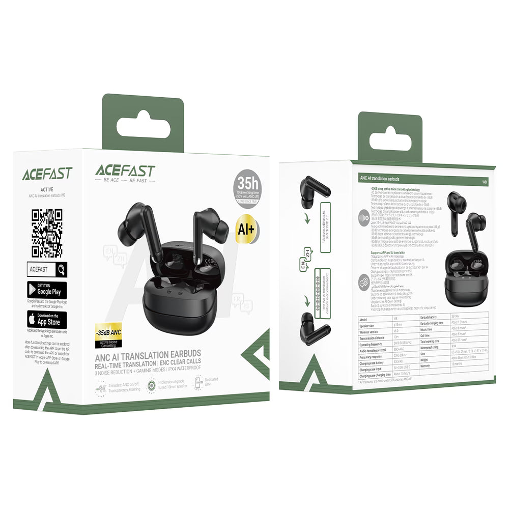 ACEFAST W8 ANC AI Translation True Wireless Earbuds – Active Noise Cancellation