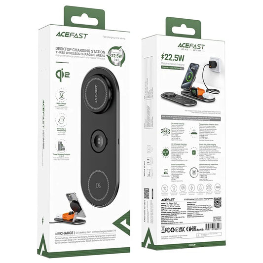 ACEFAST E19 Qi2 Desktop 3-in-1 Wireless Charger – Cordless Charging Holder for Phone, Watch & Earbuds (Qi2-Certified)-Flash Zone Electronics فلاش زون للالكترونيات