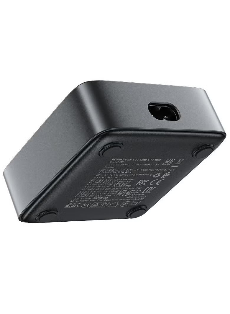 ACEFAST Z6 PD65W GaN Desktop Power Station (UK) – 2×USB-C + 2×USB-A