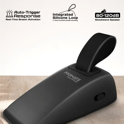 Promate Portable Door Stopper Alarm – Personal Security Door Alarm-Flash Zone Electronics فلاش زون للالكترونيات