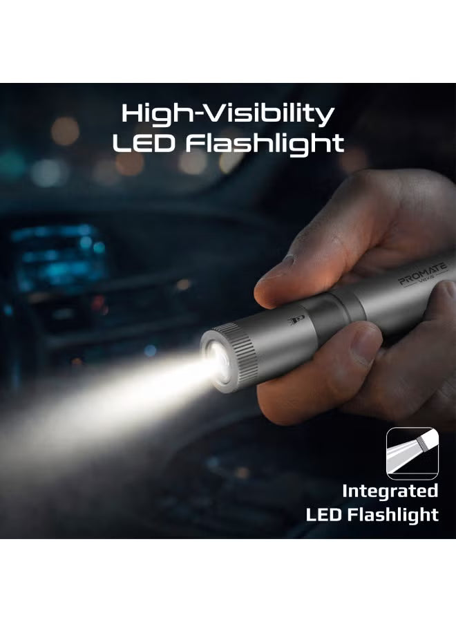 Promate All-in-One Emergency Rescue Tool – Safety Hammer, Cutter & LED Light-Flash Zone Electronics فلاش زون للالكترونيات
