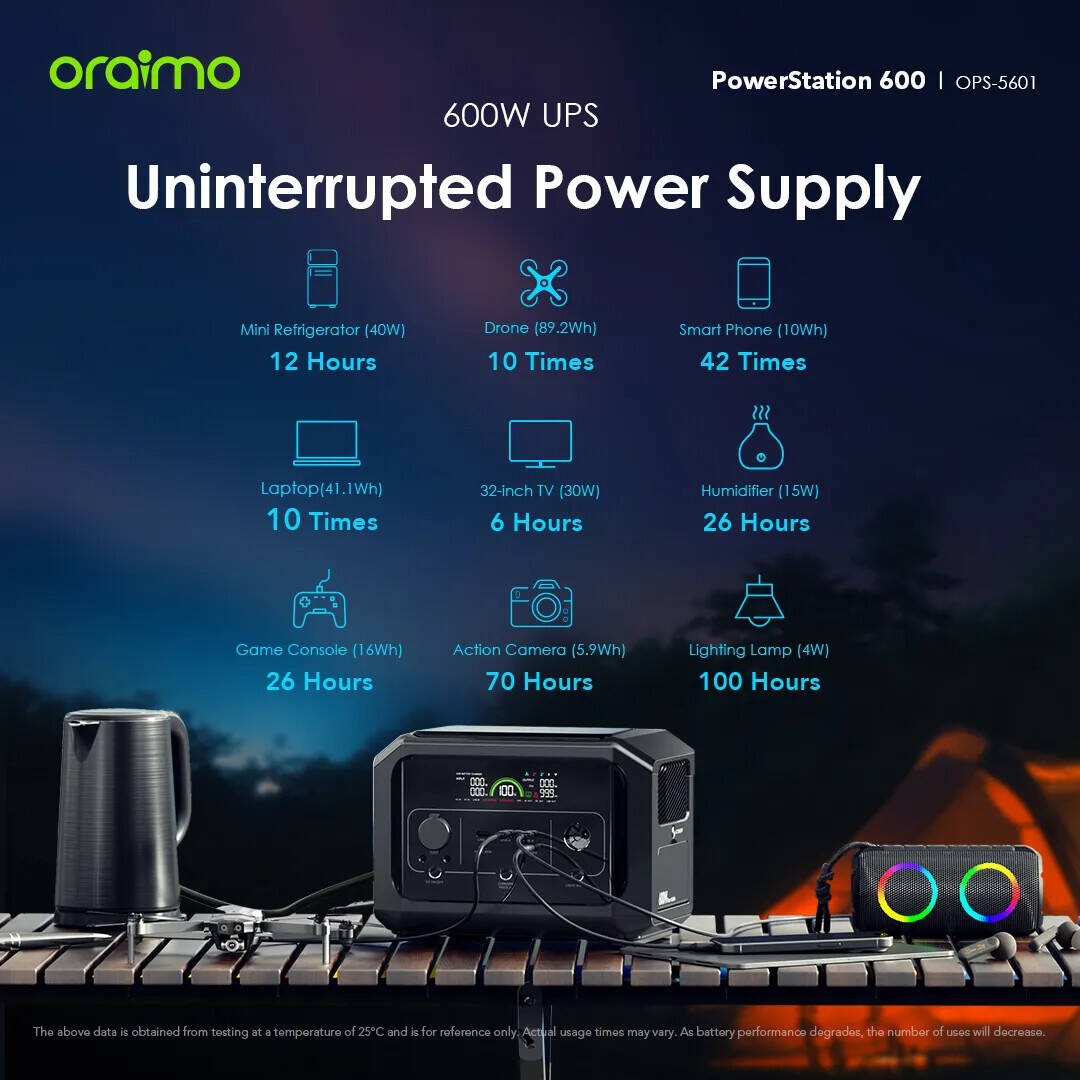 Oraimo PowerStation 600 Portable Power Supply – 600W Backup Battery Generator-Flash Zone Electronics فلاش زون للالكترونيات