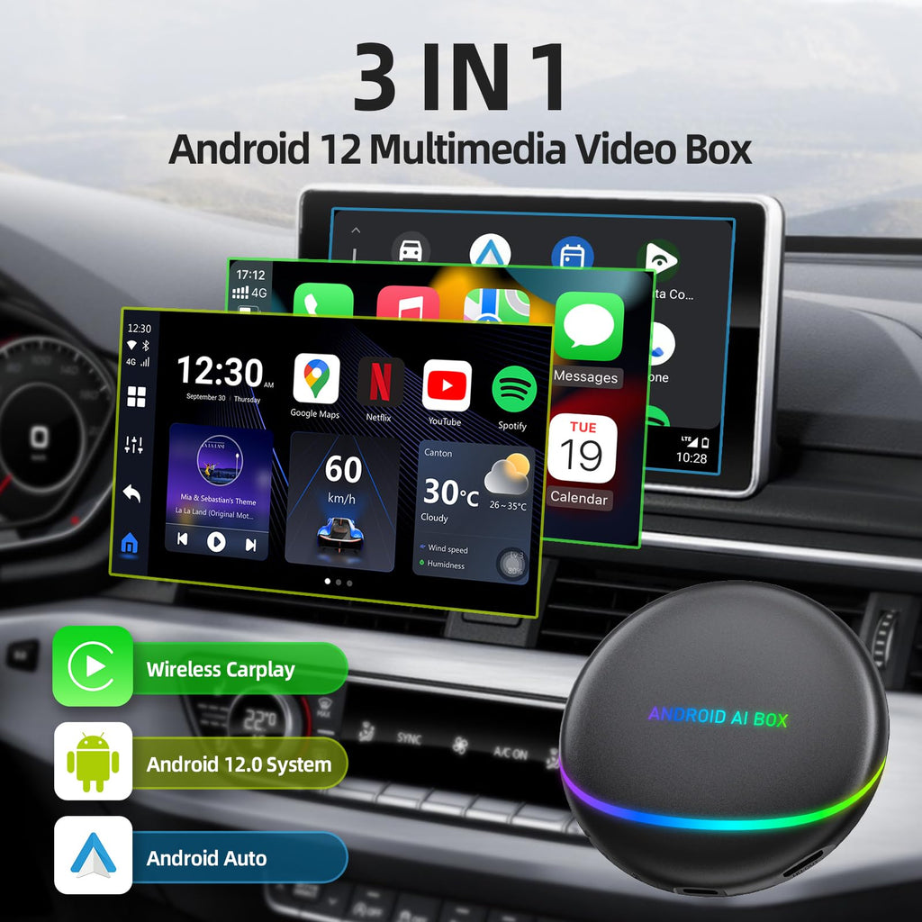 Magic Box Streaming Device for Car,8+128G Ai Magic Carplay Box with Split Screen & Integrated Navigation Android AI Box-Flash Zone Electronics فلاش زون للالكترونيات