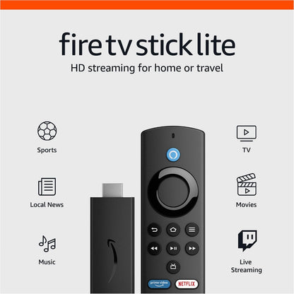 Amazon Fire TV Stick Lite, free and live TV, Alexa Voice Remote Lite, smart home controls, HD streaming-Flash Zone Electronics             فلاش زون للالكترونيات