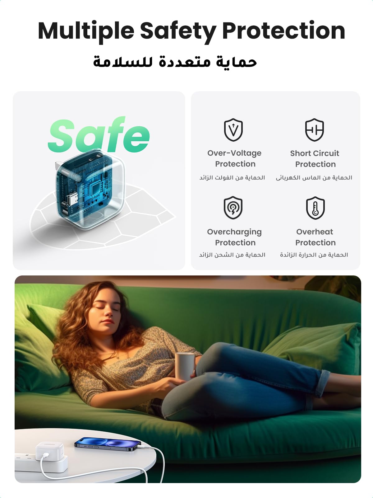 UGREEN iPhone 16 USB C Charger PD 20W Fast Type C Mobile Charger Adapter Plug Type C Universal Travel Adapter Compatible for iPhone 16 SE/16 Pro/16 Plus /16 Pro Max, 15/14 Series and More-Flash Zone Electronics فلاش زون للالكترونيات