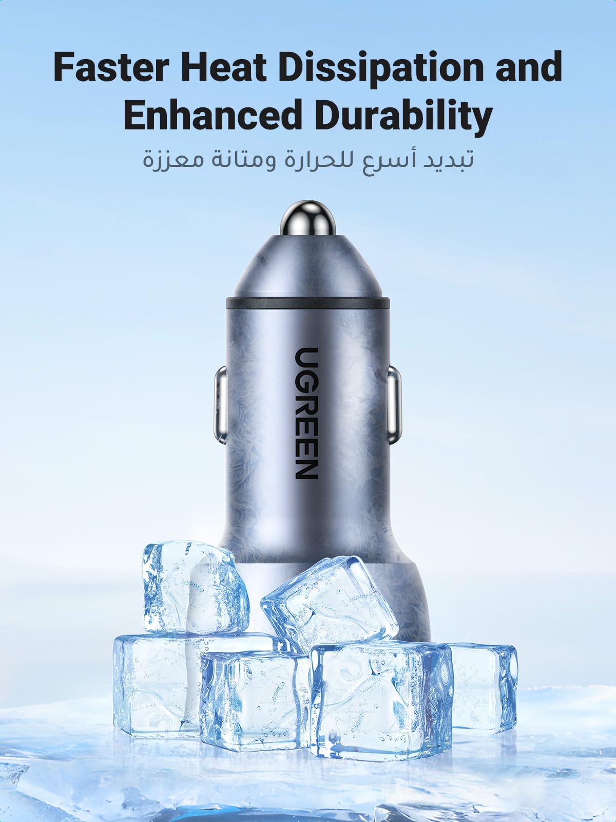 UGREEN Dual USB-C Car Charger PD 60W, Fast Charging Car Battery Charger Double Type-C Socket, USB PD Automobile Plug for iPhone 17 Pro Max/16/15/14/13/12, Galaxy S25/S24, iPad Pro 6/Air 5-Flash Zone Electronics فلاش زون للالكترونيات