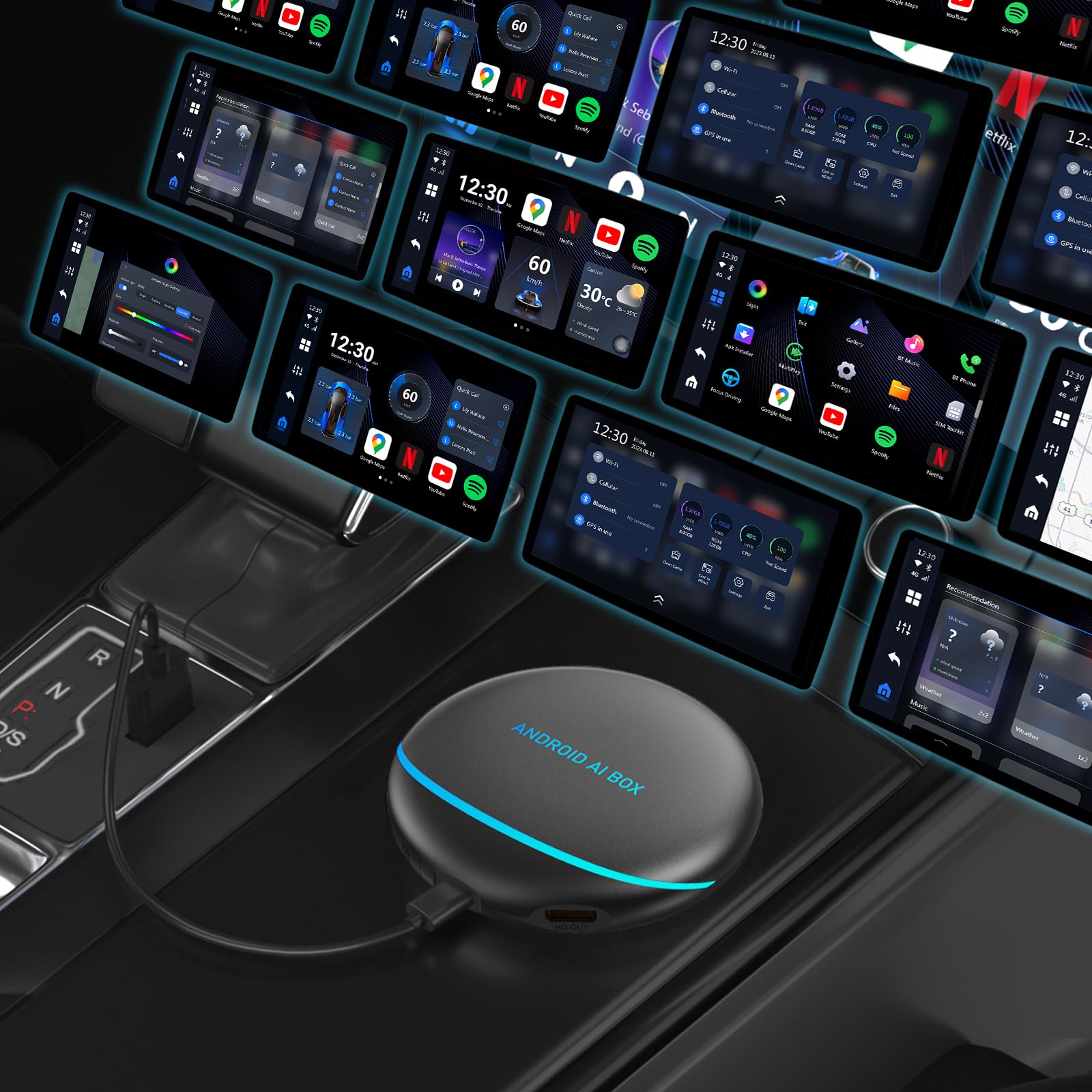 Magic Box Streaming Device for Car,8+128G Ai Magic Carplay Box with Split Screen & Integrated Navigation Android AI Box-Flash Zone Electronics فلاش زون للالكترونيات