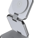 Mycandy WSC-D310 3-in-1 Wireless Charger – Fast Qi Charging Stand for iPhone, Apple Watch & AirPods | Sleek Metal Design – Grey-Flash Zone Electronics فلاش زون للالكترونيات