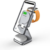 Mycandy WSC-D310 3-in-1 Wireless Charger – Fast Qi Charging Stand for iPhone, Apple Watch & AirPods | Sleek Metal Design – Grey-Flash Zone Electronics فلاش زون للالكترونيات