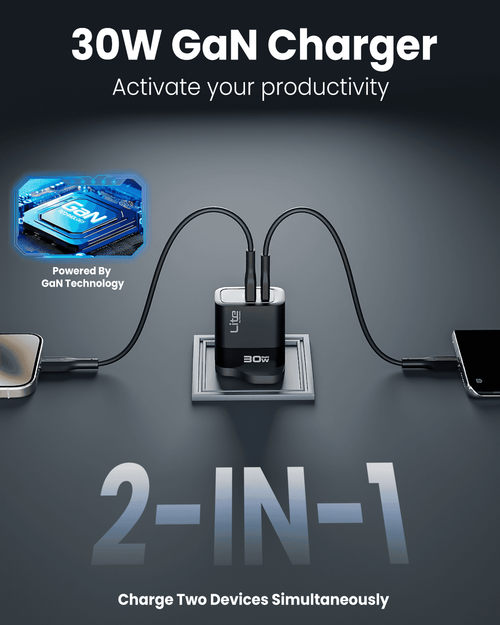 Porodo Dual Port Multi-Device Wall Charger with Integrated Watch Charger – 20W Power Delivery, 2.5W Wireless Output & 15W Sharing Output-Flash Zone Electronics فلاش زون للالكترونيات