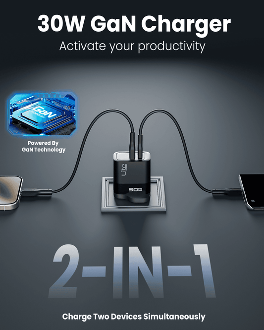 Porodo Dual Port Multi-Device Wall Charger with Integrated Watch Charger – 20W Power Delivery, 2.5W Wireless Output & 15W Sharing Output-Flash Zone Electronics فلاش زون للالكترونيات