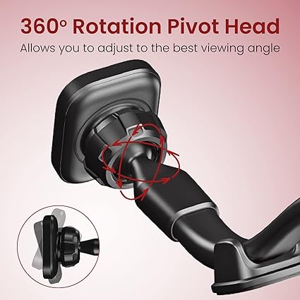 Moxedo Magnetic Car Mount Phone Holder – Flexible Long Arm Gooseneck, Strong Suction Base, 360° Rotation (Windshield & Dashboard Compatible)-Flash Zone Electronics فلاش زون للالكترونيات