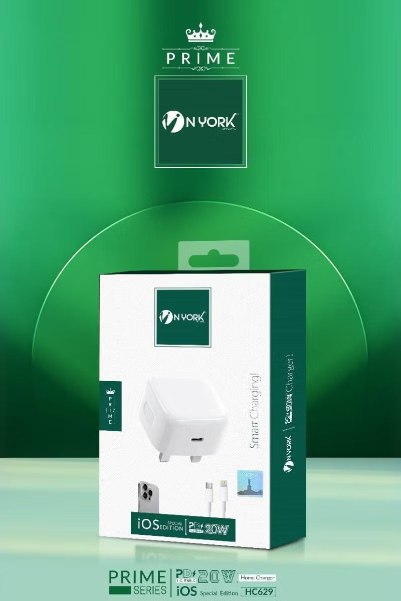 Nyork Prime Series 20W PD Fast Charger – iOS Special Edition USB‑C Wall Charger-Flash Zone Electronics فلاش زون للالكترونيات