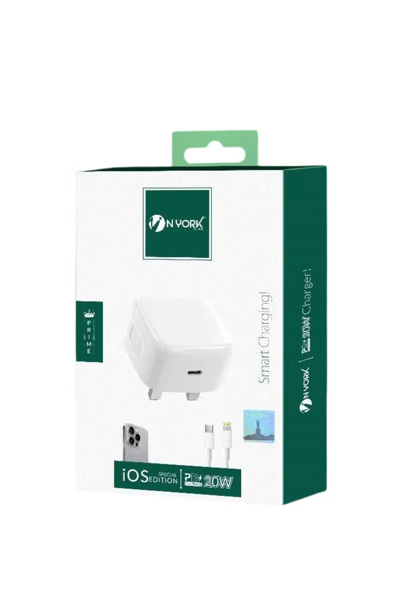 Nyork Prime Series 20W PD Fast Charger – iOS Special Edition USB‑C Wall Charger-Flash Zone Electronics فلاش زون للالكترونيات
