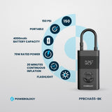 Powerology PP055 Ultra Portable Air Compressor & 4000 mAh Power Bank – Compact Tire Inflator with Digital Display-Flash Zone Electronics فلاش زون للالكترونيات