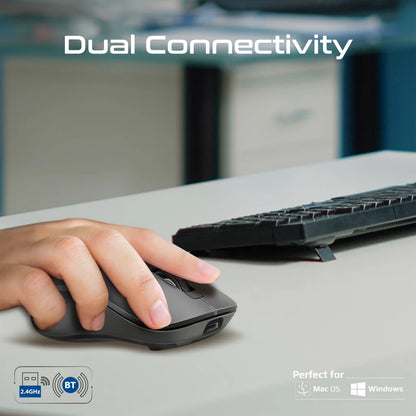 Promate Flixi Dual‑Mode Wireless Mouse – Bluetooth & 2.4GHz, Rechargeable, Adjustable DPI, Silent Click & 7‑Color LED – USB‑A/C Receivers-Flash Zone Electronics فلاش زون للالكترونيات