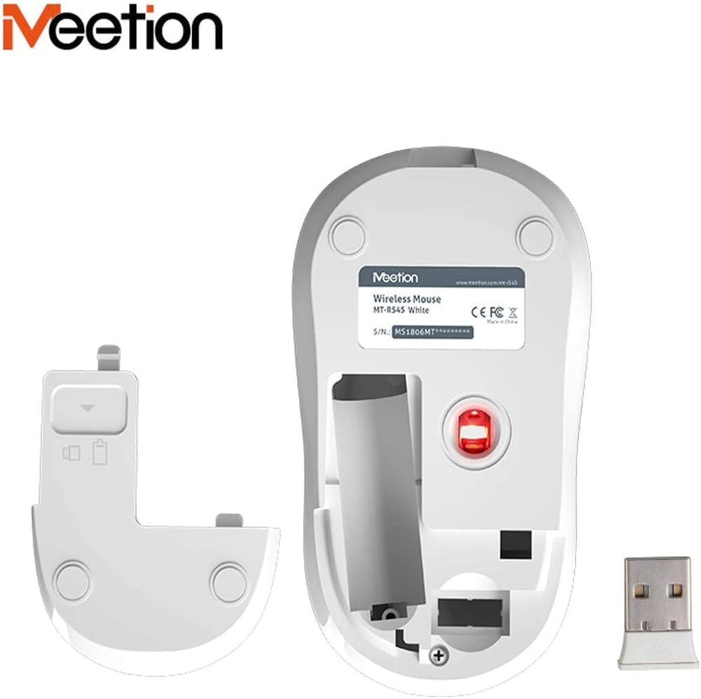 MEETION portable wireless R545 mouse automatic sleep power saving mouse WHITE color-Flash Zone Electronics فلاش زون للالكترونيات