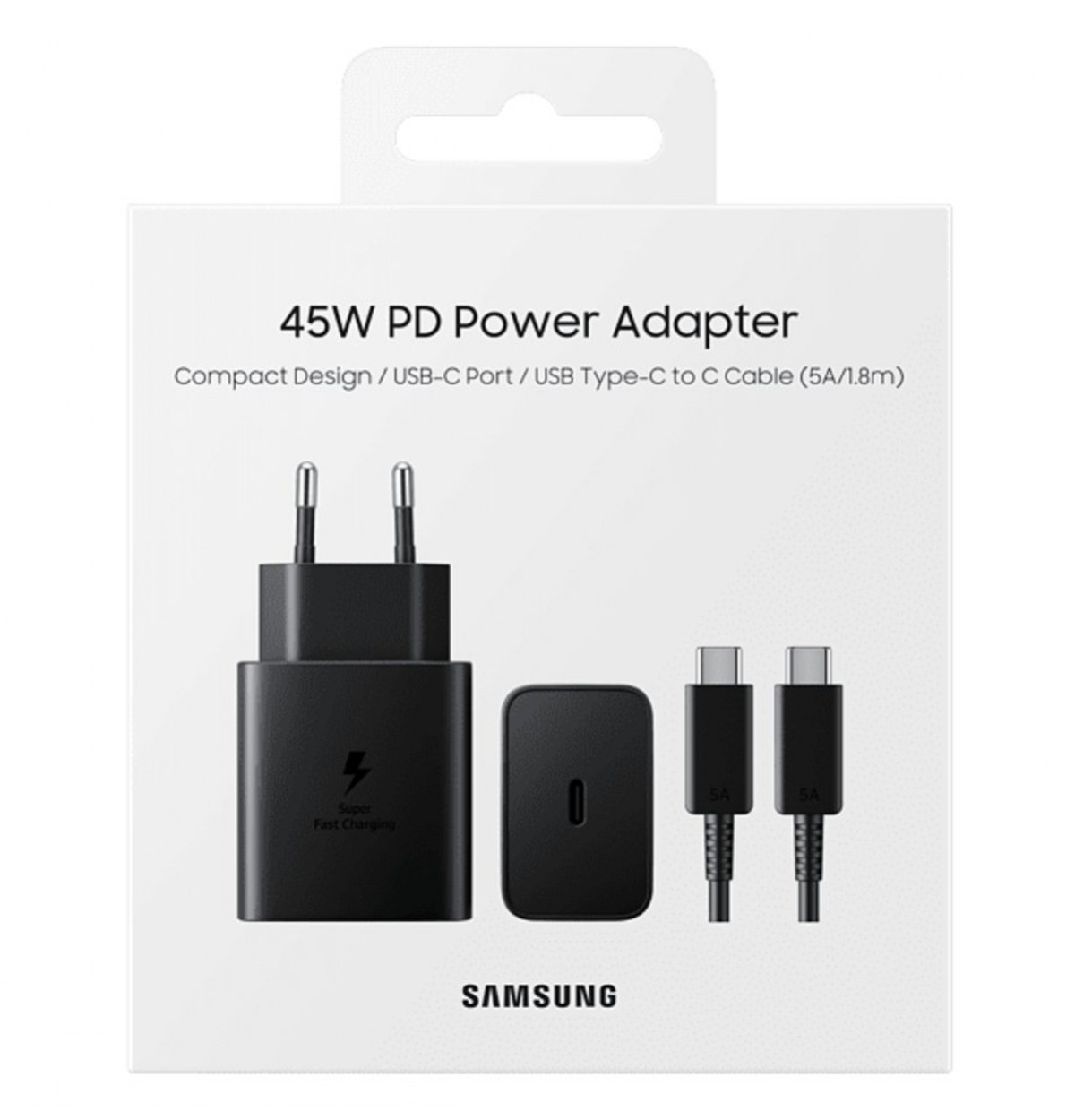 Samsung 45W PD USB-C Port Power Adapter 3 Pin (5A/1.8M) With C2C Cable (UAE VERSION)-Flash Zone Electronics فلاش زون للالكترونيات