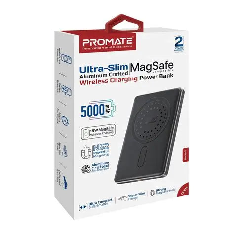 Promate 15W MagSafe Wireless Charger & Power Bank – Ultra Slim & Portable-Flash Zone Electronics فلاش زون للالكترونيات