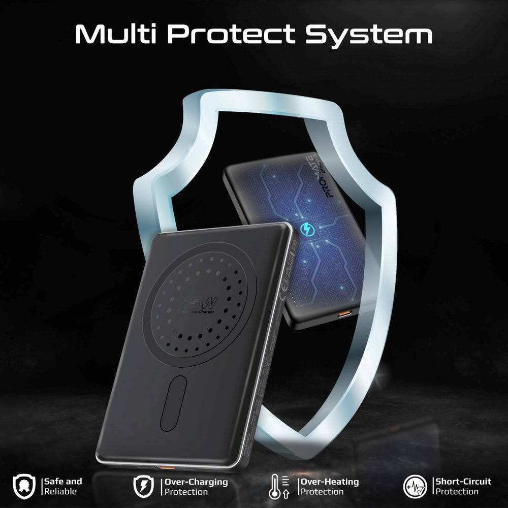 Promate 15W MagSafe Wireless Charger & Power Bank – Ultra Slim & Portable-Flash Zone Electronics فلاش زون للالكترونيات