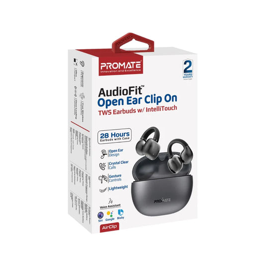 Promate AudioFit Open Ear Clip On TWS Earbuds with IntelliTouch-Flash Zone Electronics فلاش زون للالكترونيات