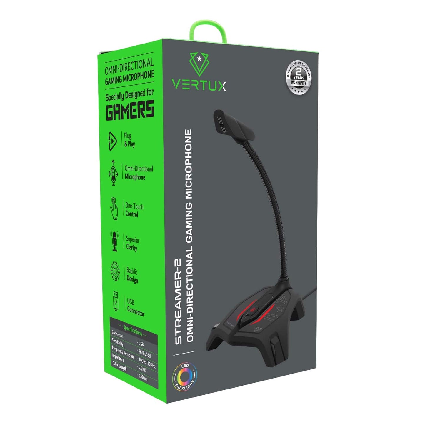 Vertux Streamer-2 Gaming Microphone-Flash Zone Electronics             فلاش زون للالكترونيات