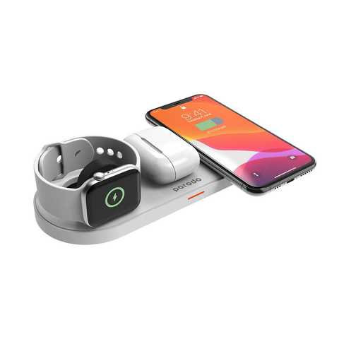 Porodo 4 in 1 Slim Charging Station 7.5W/10W for iPhone / Apple Watch / Airpods-Flash Zone Electronics             فلاش زون للالكترونيات