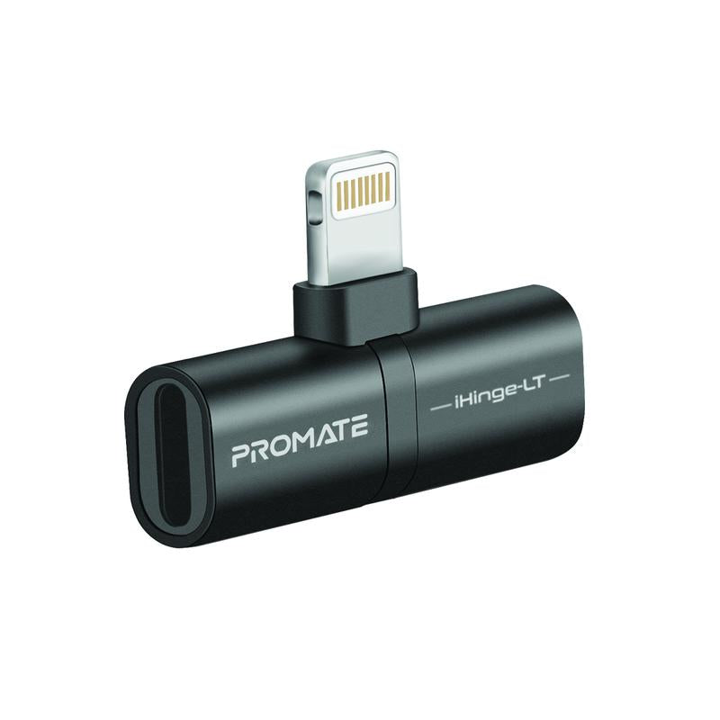 Promate iHinge-LT Lightning Jack Adapter, Ultra-Slim 2-In-1 Lightning Male to Lightning-Flash Zone Electronics             فلاش زون للالكترونيات