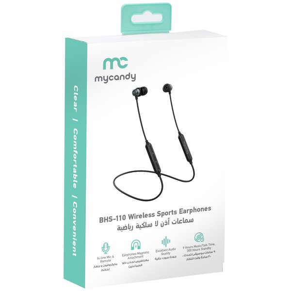 Mycandy BHS-110 Wireless Sports Headset Black-Flash Zone Electronics             فلاش زون للالكترونيات