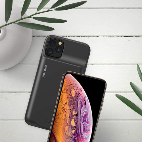 Porodo Battery Case for iPhone 11 Pro, Qi 5W Wireless Power Battery Case 3500mAh, 2A Fast USC-C Re-charge, Portable & Convenient Charging Case, Protective Charging Case iPhone 11 Pro - Black-Flash Zone Electronics             فلاش زون للالكترونيات