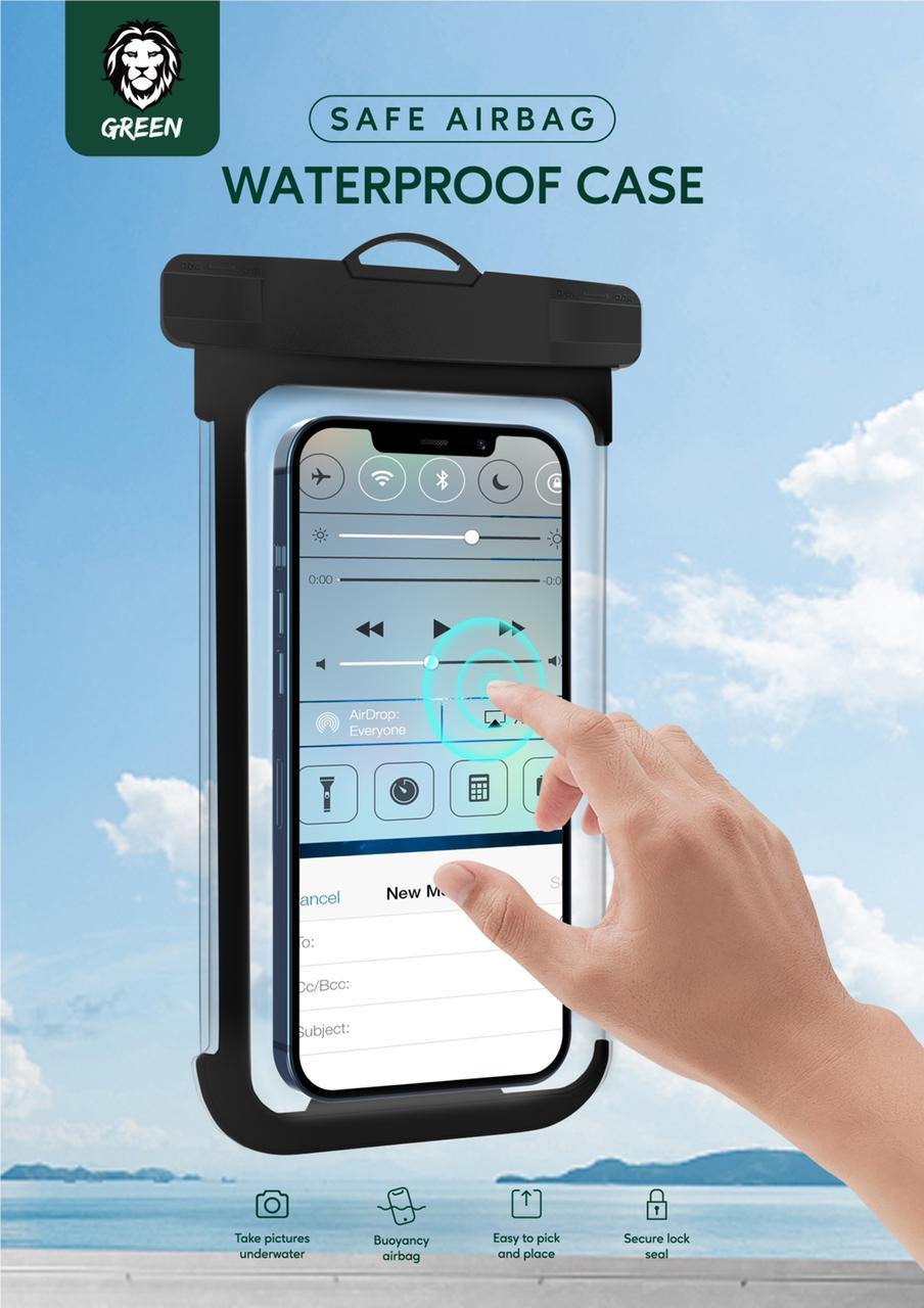 Green safe airbag waterproof case-Flash Zone Electronics             فلاش زون للالكترونيات