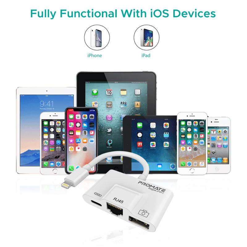 Promate GigaLink-i 3-in-1 High Speed OTG Lightning Hub-Flash Zone Electronics             فلاش زون للالكترونيات