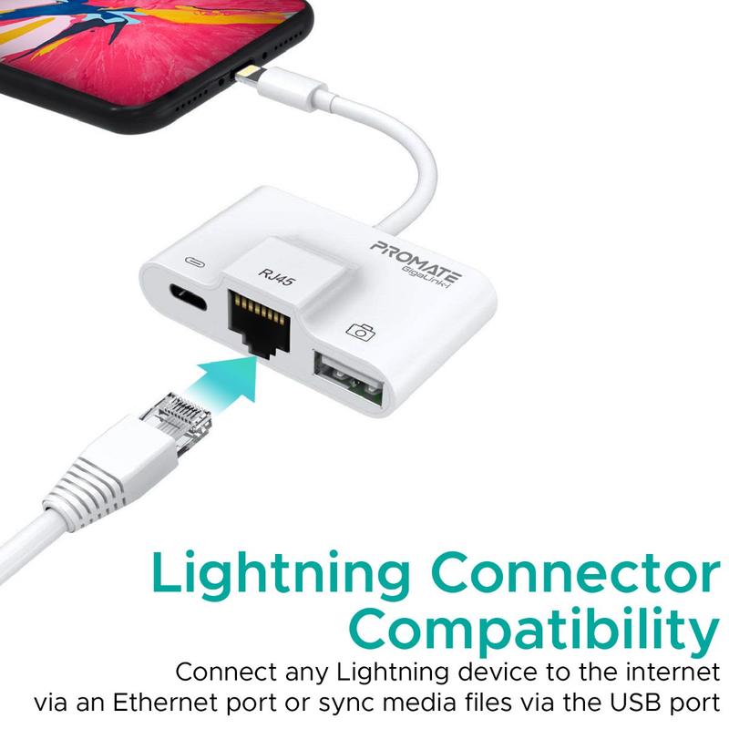 Promate GigaLink-i 3-in-1 High Speed OTG Lightning Hub-Flash Zone Electronics             فلاش زون للالكترونيات