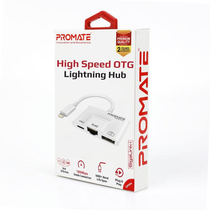 Promate GigaLink-i 3-in-1 High Speed OTG Lightning Hub-Flash Zone Electronics             فلاش زون للالكترونيات