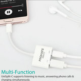 Promate UniSplit-C 2-In-1 Splitter USB To Audio Adapter White-Flash Zone Electronics             فلاش زون للالكترونيات