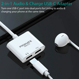 Promate UniSplit-C 2-In-1 Splitter USB To Audio Adapter White-Flash Zone Electronics             فلاش زون للالكترونيات