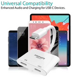 Promate UniSplit-C 2-In-1 Splitter USB To Audio Adapter White-Flash Zone Electronics             فلاش زون للالكترونيات