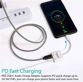 Promate UniSplit-C 2-In-1 Splitter USB To Audio Adapter White-Flash Zone Electronics             فلاش زون للالكترونيات