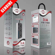 Load image into Gallery viewer, IQ PowerPower Strip with 3 AC Sockets + 6 USB Ports TB-T09-Flash Zone Electronics             فلاش زون للالكترونيات
