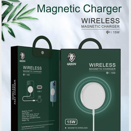 GREEN Wireless Magnetic Charger FC-001 15w for iP 12-Flash Zone Electronics             فلاش زون للالكترونيات