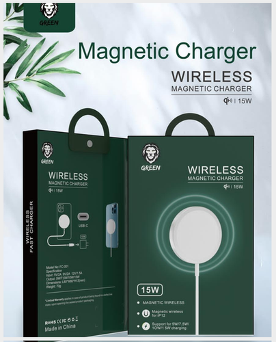 GREEN Wireless Magnetic Charger FC-001 15w for iP 12-Flash Zone Electronics             فلاش زون للالكترونيات