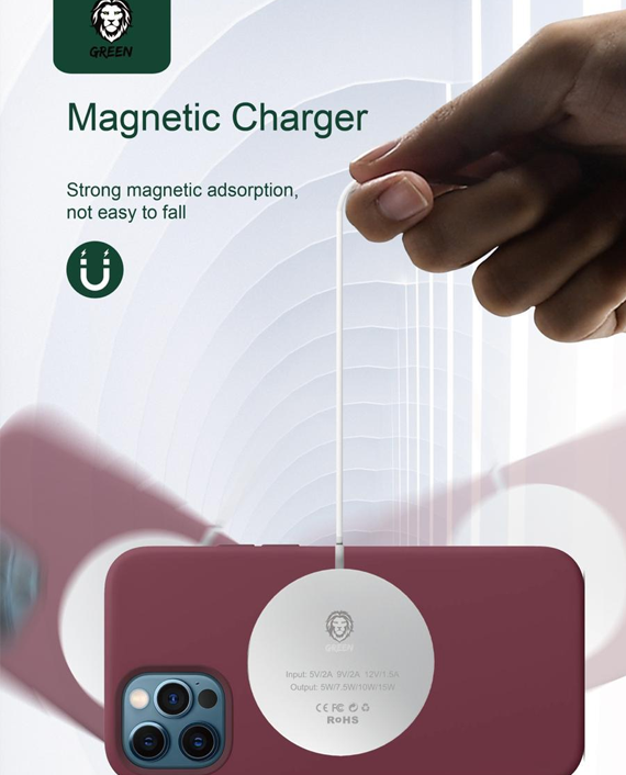GREEN Wireless Magnetic Charger FC-001 15w for iP 12-Flash Zone Electronics             فلاش زون للالكترونيات